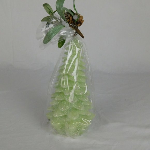 Christmas Tree Candle Light Green Glitter Wax New 8.5" Tall Holiday Design - Picture 4 of 7